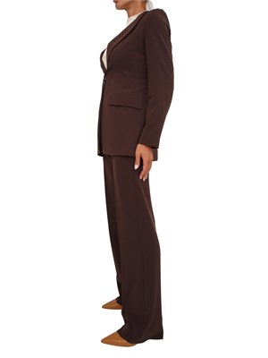 Completo giacca pantalone Emme Marella in tessuto stretch marrone in DONNA