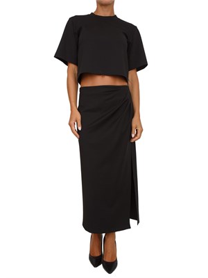Completo top+gonna Emme Marella in jersey interlock stretch nero in DONNA