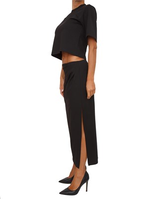 Completo top+gonna Emme Marella in jersey interlock stretch nero in DONNA