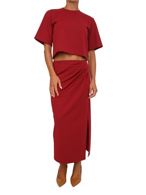 Completo top+gonna Emme Marella in jersey interlock stretch rosso scuro in DONNA