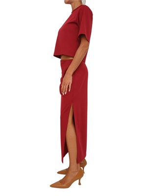 Completo top+gonna Emme Marella in jersey interlock stretch rosso scuro in DONNA