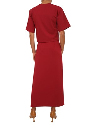 Completo top+gonna Emme Marella in jersey interlock stretch rosso scuro in DONNA