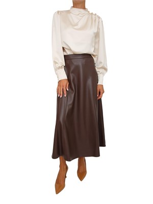 Gonna midi Emme Marella in ecopelle marrone in DONNA