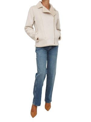 Giaccone Emme Marella in montone ecologico bianco panna in DONNA