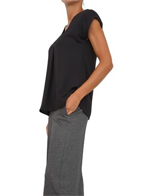 Blusa Marella in satin fluido nero con scollo V in DONNA