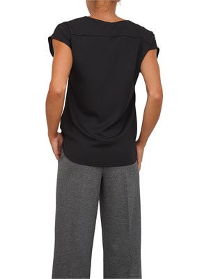 Blusa Marella in satin fluido nero con scollo V in DONNA