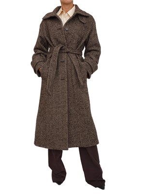 Cappotto dritto Marella in resca di misto lana marrone in DONNA