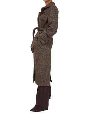 Cappotto dritto Marella in resca di misto lana marrone in DONNA