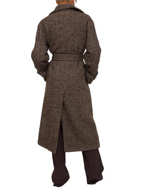 Cappotto dritto Marella in resca di misto lana marrone in DONNA