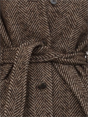 Cappotto dritto Marella in resca di misto lana marrone in DONNA