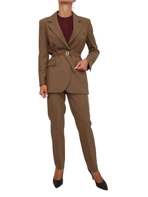 Blazer Marella in misto lana stretch in micro pied de poule marrone in DONNA