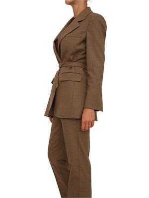 Blazer Marella in misto lana stretch in micro pied de poule marrone in DONNA