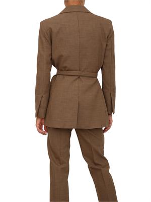 Blazer Marella in misto lana stretch in micro pied de poule marrone in DONNA