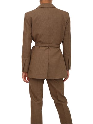 Blazer Marella in misto lana stretch in micro pied de poule marrone in DONNA