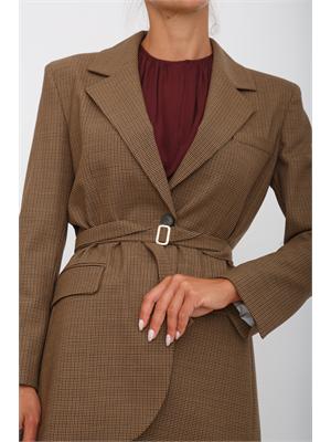 Blazer Marella in misto lana stretch in micro pied de poule marrone in DONNA