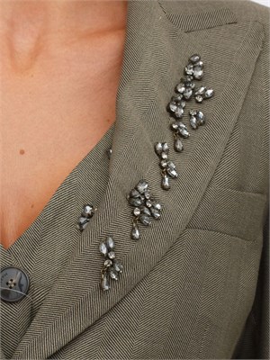 Giacca Marella in saglia fluida verde con cristalli in DONNA