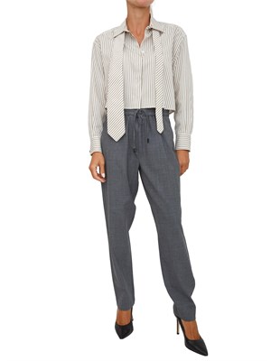 Pantalone slim fit Marella in misto lana grigio con tasche alla francese in DONNA