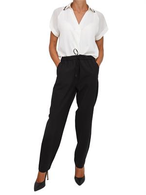 Pantalone slim fit Marella in misto lana nero con tasche alla francese in DONNA