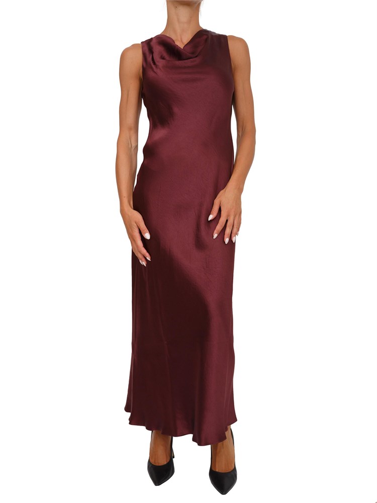 Tubino midi Marella bordeaux effetto stropicciato