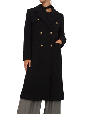Cappotto Marella doppiopetto in misto lana nera con bottoni oro in DONNA