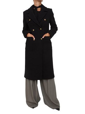 Cappotto Marella doppiopetto in misto lana nera con bottoni oro in DONNA