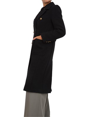 Cappotto Marella doppiopetto in misto lana nera con bottoni oro in DONNA