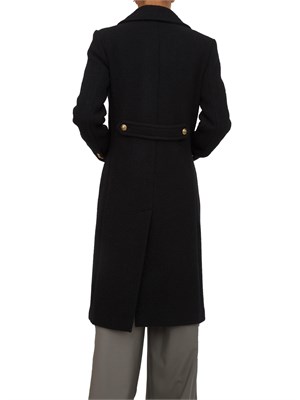 Cappotto Marella doppiopetto in misto lana nera con bottoni oro in DONNA