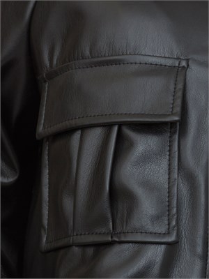 Giubbino Marella effetto pelle in jersey spalmato nero in DONNA