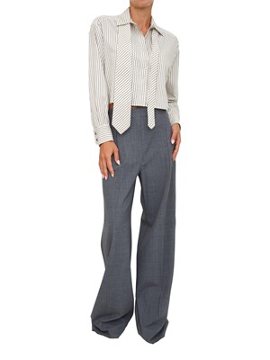 Pantaloni Marella in viscosa stretch grigia con gamba larga e dritta in DONNA