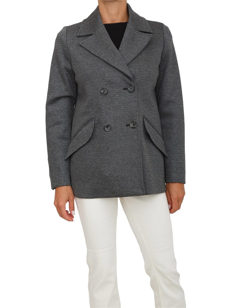 IBLUES Cappotto giaccone doppiopetto Emme Marella in misto viscosa grigio