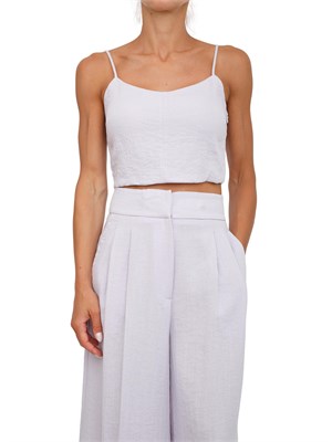 TWIN-SET Top cropped Twinset in cotone lilla in DONNA