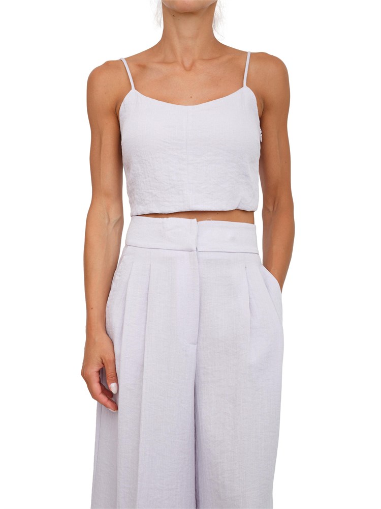 TWIN-SET Top cropped Twinset in cotone lilla