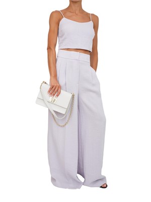 TWIN-SET Top cropped Twinset in cotone lilla in DONNA