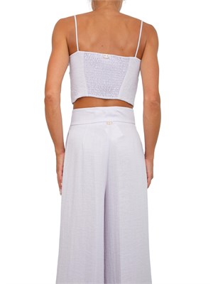 TWIN-SET Top cropped Twinset in cotone lilla in DONNA