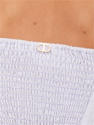 TWIN-SET Top cropped Twinset in cotone lilla in DONNA