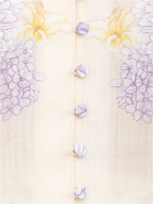 TWIN-SET Camicia maniche lunghe Twinset in ramiè beige con fantasia floreale in DONNA