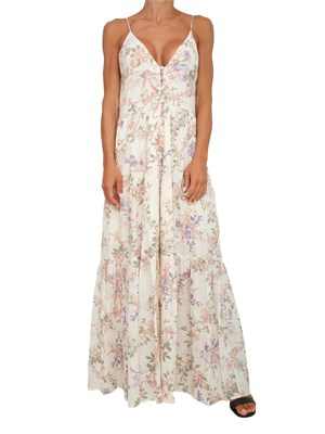 TWIN-SET Abito lungo Twinset in mussola beige con fantasia floreale in DONNA