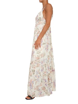 TWIN-SET Abito lungo Twinset in mussola beige con fantasia floreale in DONNA