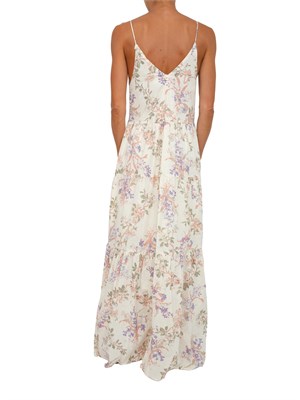 TWIN-SET Abito lungo Twinset in mussola beige con fantasia floreale in DONNA