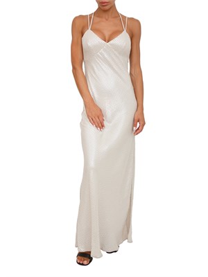 TWIN-SET Abito lungo beige Twinset con ricamo di paillettes in DONNA
