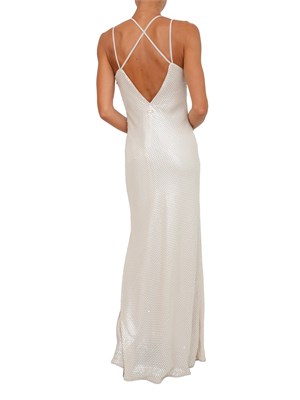 TWIN-SET Abito lungo beige Twinset con ricamo di paillettes in DONNA