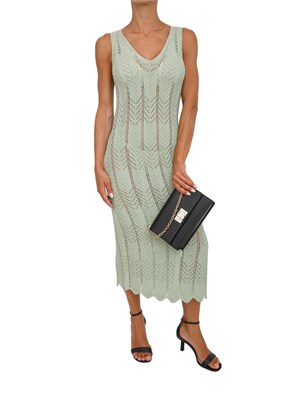 TWIN-SET Abito longuette Twinset in maglia con lurex verde in DONNA