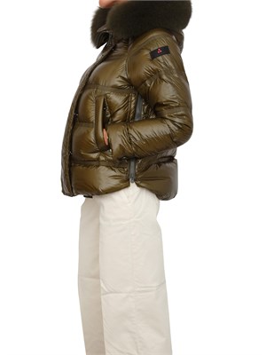 Piumino Peuterey in nylon lucido ripstop verde imbottito in piuma d'oca in DONNA