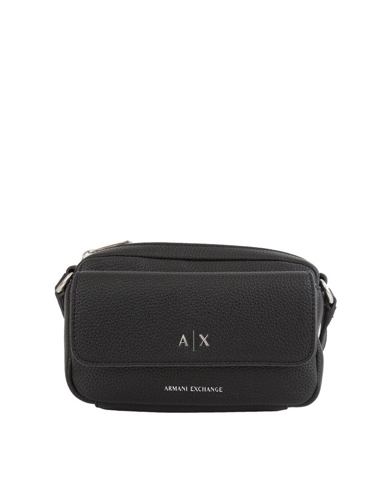 Borsa a tracolla Armani Exchange in ecopelle nera con tasca avanti