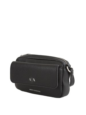 Borsa a tracolla Armani Exchange in ecopelle nera con tasca avanti in DONNA