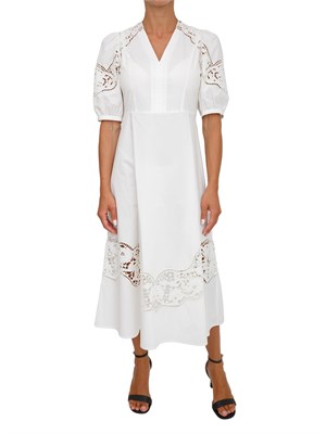 TWIN-SET Abito lungo Twinset in popeline sangallo bianco in DONNA
