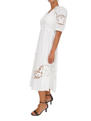 TWIN-SET Abito lungo Twinset in popeline sangallo bianco in DONNA