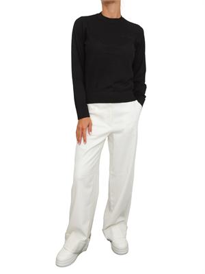 Maglia donna Armani Exchange in misto lana nera con ricamo logo tono su tono in DONNA
