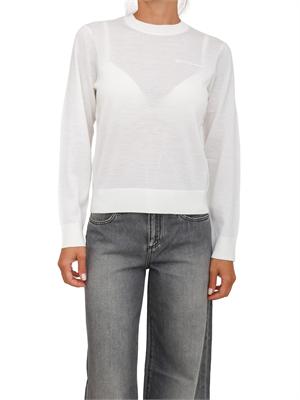 Maglia donna Armani Exchange in misto lana avorio con ricamo logo tono su tono in DONNA