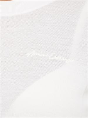Maglia donna Armani Exchange in misto lana avorio con ricamo logo tono su tono in DONNA